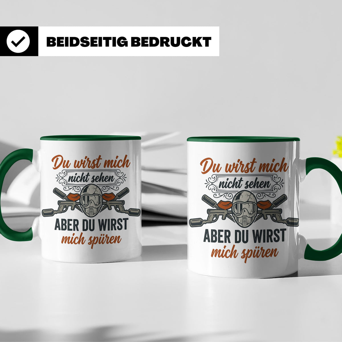 Paintball Tasse mit Spruch Du wirst mich nicht sehen, Gotcha – Grün [farbe:grün]