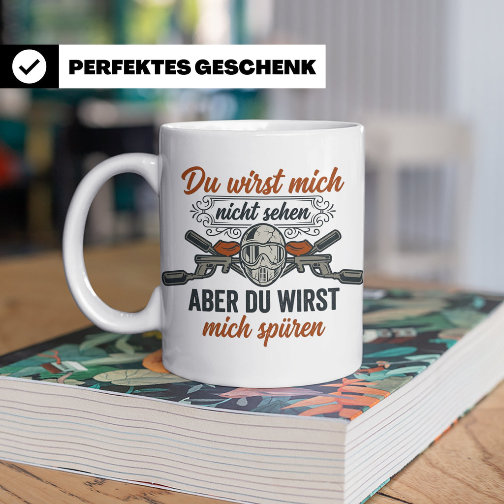 Paintball Tasse mit Spruch Du wirst mich nicht sehen, Gotcha – Weiß [farbe:weiß]