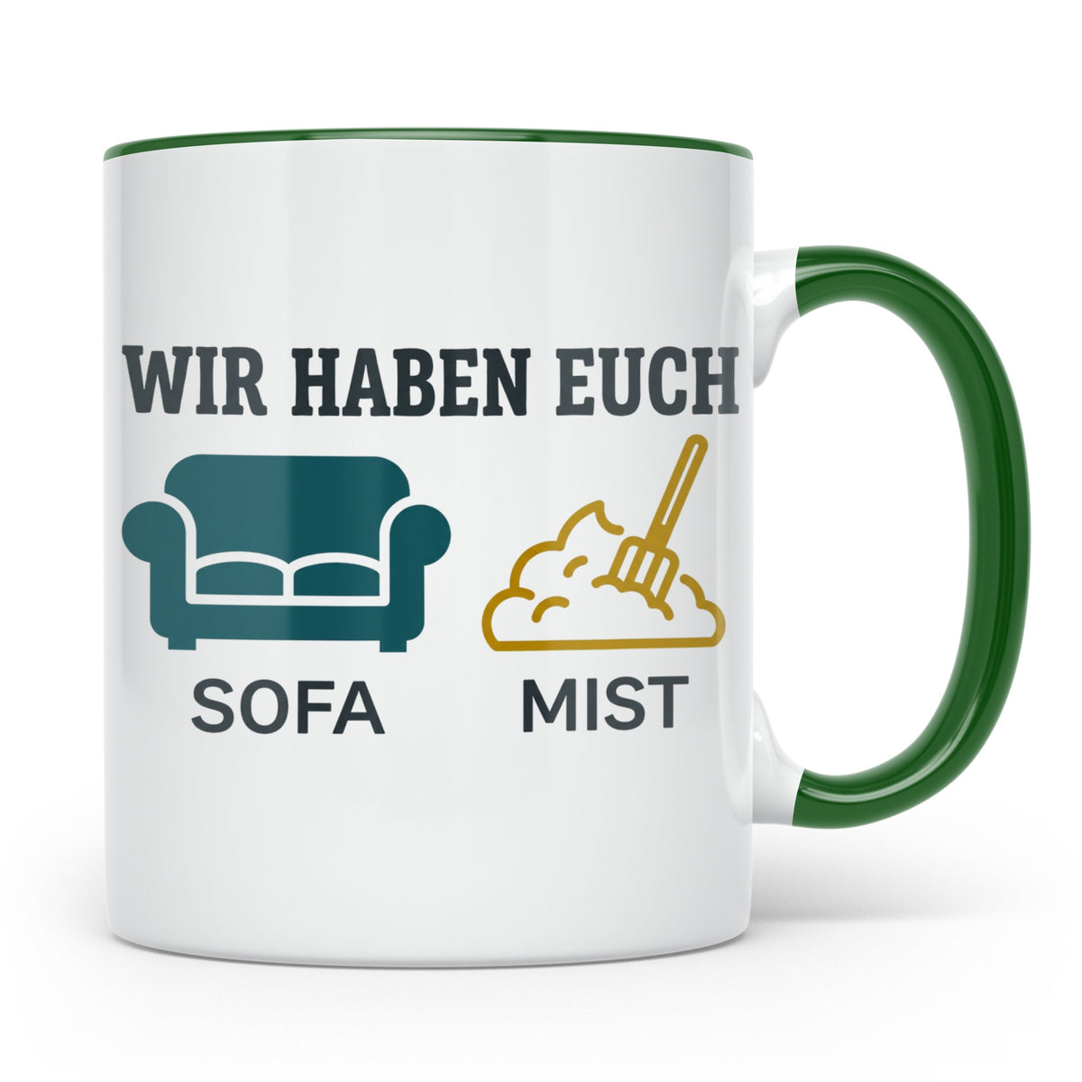 Wir haben euch so vermisst Tasse mit Sofa Mist Wortspiel, Lu – Grün [farbe:grün]