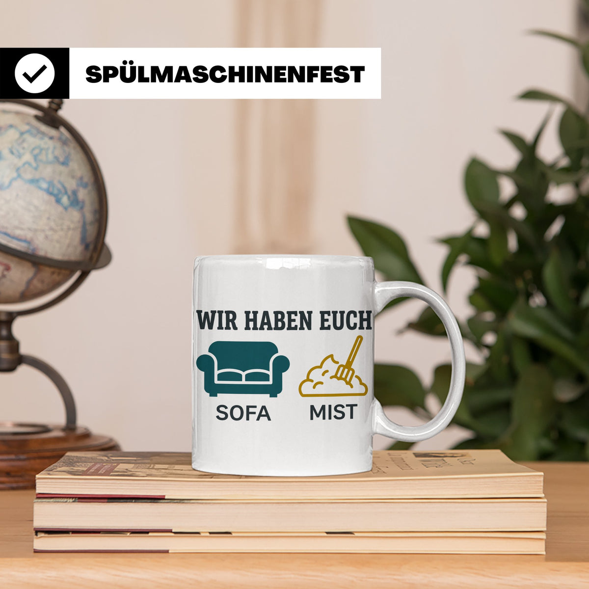Wir haben euch so vermisst Tasse mit Sofa Mist Wortspiel, Lu – Weiß [farbe:weiß]