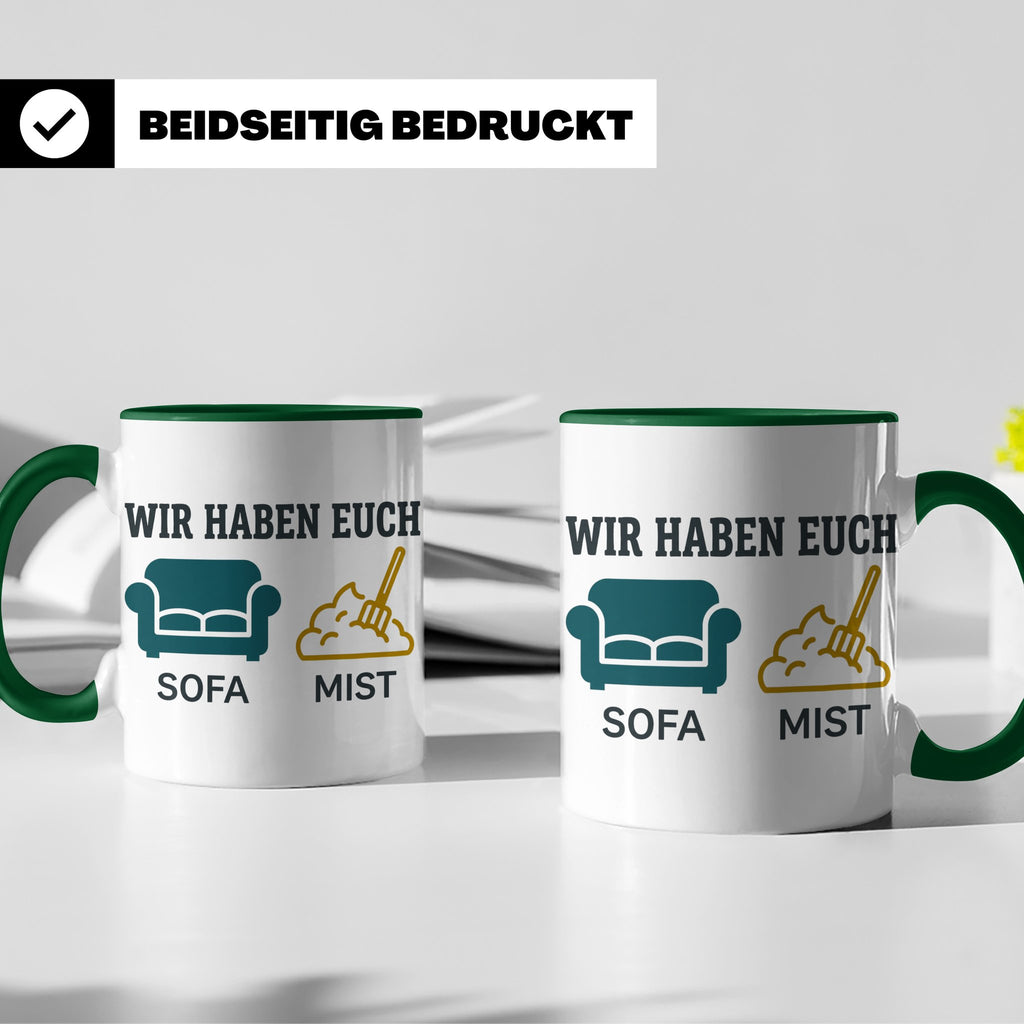 Wir haben euch so vermisst Tasse mit Sofa Mist Wortspiel, Lu – Grün [farbe:grün]