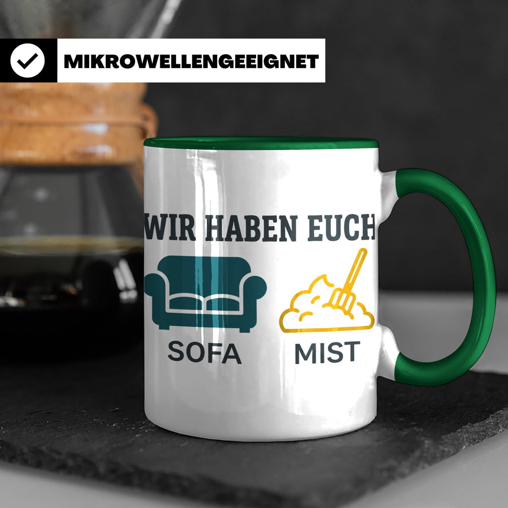 Wir haben euch so vermisst Tasse mit Sofa Mist Wortspiel, Lu – Grün [farbe:grün]