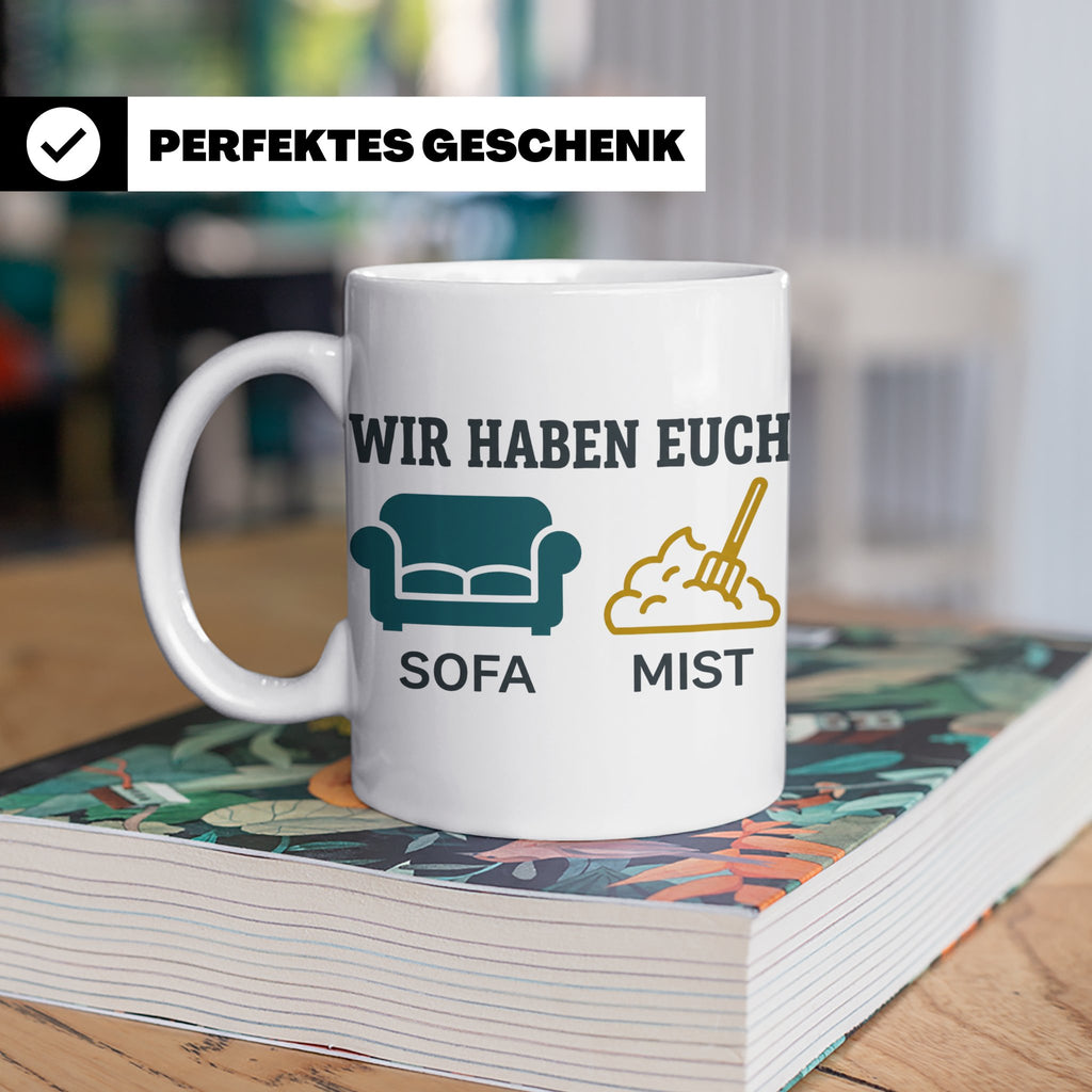 Wir haben euch so vermisst Tasse mit Sofa Mist Wortspiel, Lu – Weiß [farbe:weiß]