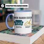 Wir haben euch so vermisst Tasse mit Sofa Mist Wortspiel, Lu – Blau [farbe:blau]