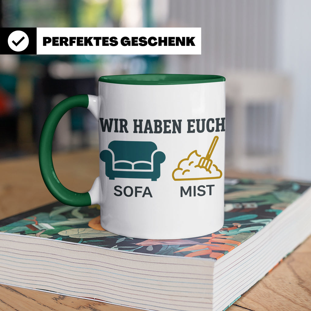 Wir haben euch so vermisst Tasse mit Sofa Mist Wortspiel, Lu – Grün [farbe:grün]