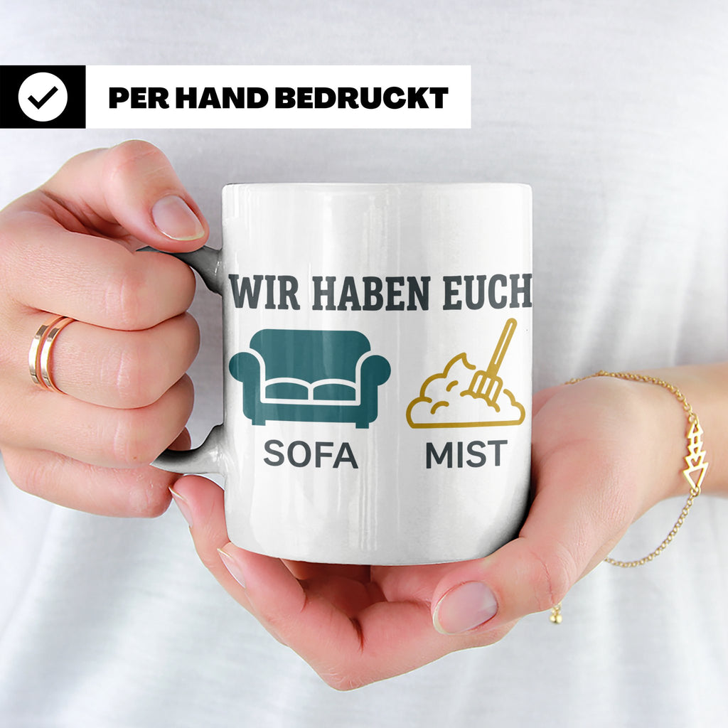 Wir haben euch so vermisst Tasse mit Sofa Mist Wortspiel, Lu – Weiß [farbe:weiß]