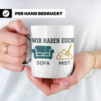 Wir haben euch so vermisst Tasse mit Sofa Mist Wortspiel, Lu – Weiß [farbe:weiß]