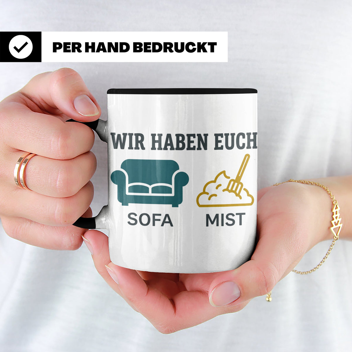 Wir haben euch so vermisst Tasse mit Sofa Mist Wortspiel, Lu – Schwarz [farbe:schwarz]