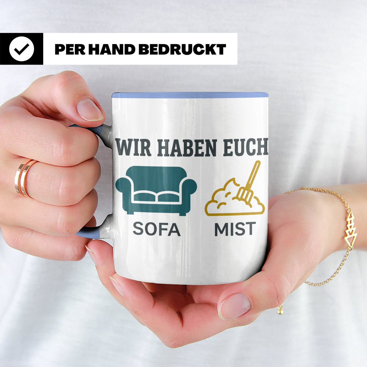 Wir haben euch so vermisst Tasse mit Sofa Mist Wortspiel, Lu – Blau [farbe:blau]