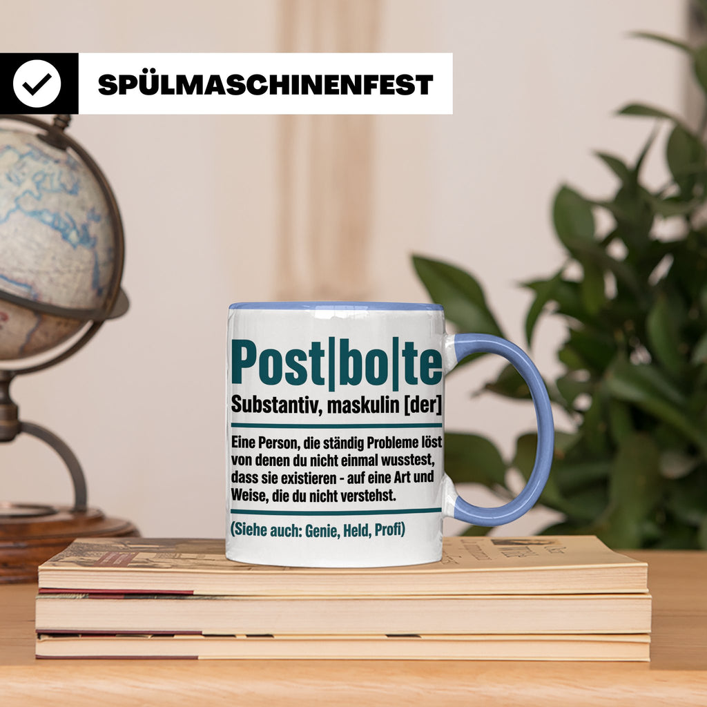 Postbote Tasse lustig mit Spruch Definition | Geschenk für P – Blau [farbe:blau]