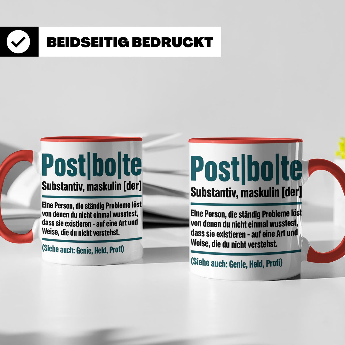 Postbote Tasse lustig mit Spruch Definition | Geschenk für P – Rot [farbe:rot]