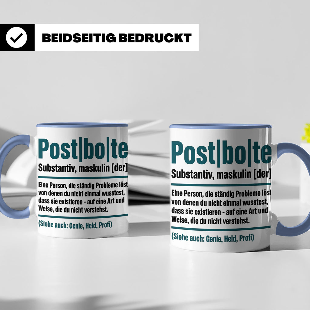 Postbote Tasse lustig mit Spruch Definition | Geschenk für P – Blau [farbe:blau]