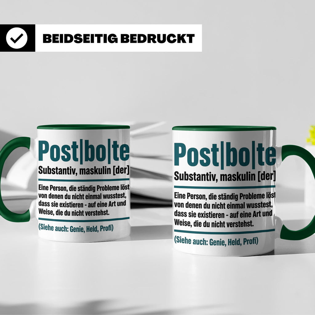 Postbote Tasse lustig mit Spruch Definition | Geschenk für P – Grün [farbe:grün]