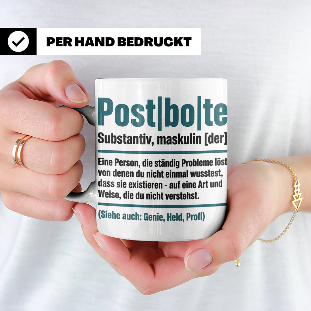 Postbote Tasse lustig mit Spruch Definition | Geschenk für P – Weiß [farbe:weiß]