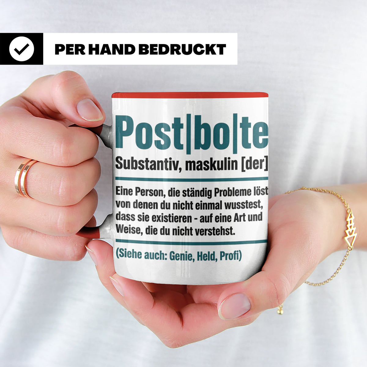 Postbote Tasse lustig mit Spruch Definition | Geschenk für P – Rot [farbe:rot]