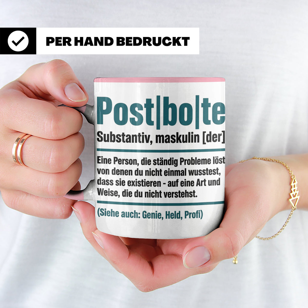 Postbote Tasse lustig mit Spruch Definition | Geschenk für P – Rosa [farbe:rosa]