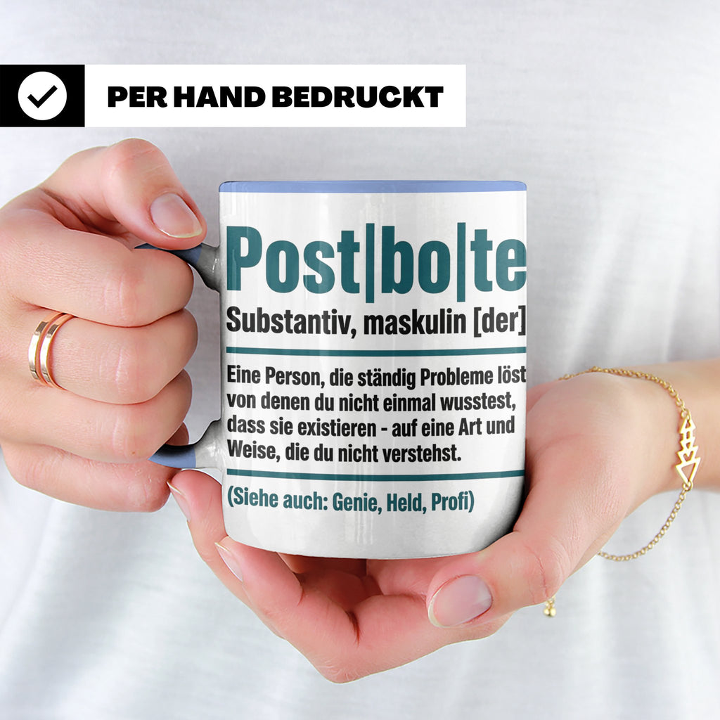 Postbote Tasse lustig mit Spruch Definition | Geschenk für P – Blau [farbe:blau]