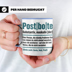 Postbote Tasse lustig mit Spruch Definition | Geschenk für P – Blau [farbe:blau]