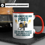 Postbote Tasse mit Spruch Unrealistische Ziele, Geschenk für – Rot [farbe:rot]