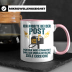 Postbote Tasse mit Spruch Unrealistische Ziele, Geschenk für – Rosa [farbe:rosa]