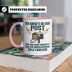 Postbote Tasse mit Spruch Unrealistische Ziele, Geschenk für – Rosa [farbe:rosa]
