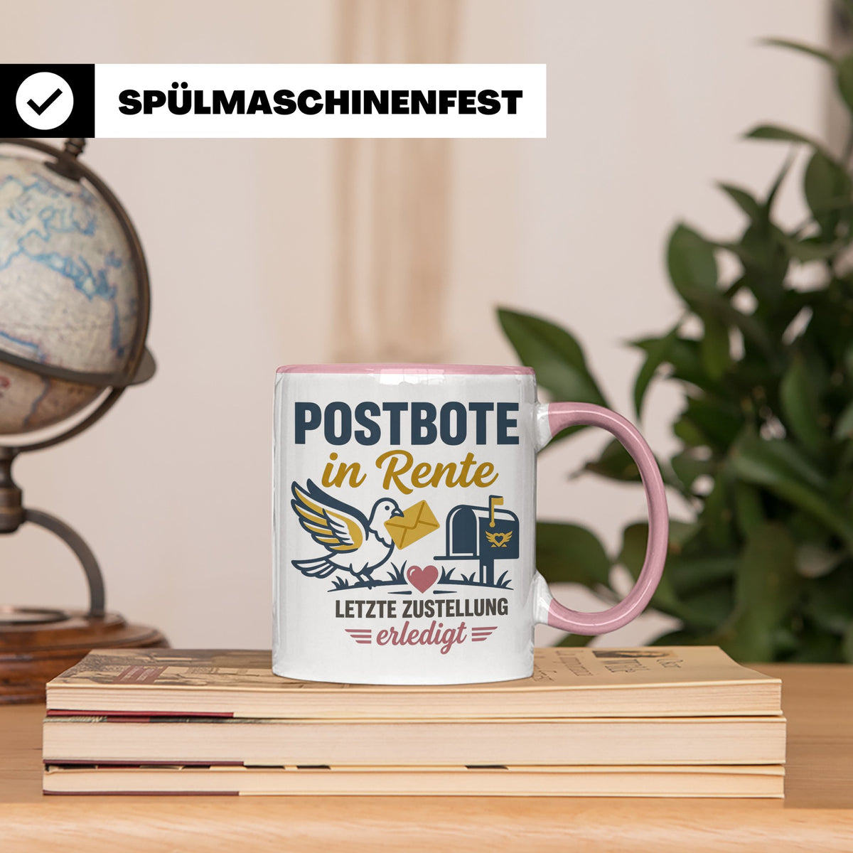 Postbote Rente Tasse Geschenk für Postzusteller Abschied Ruh – Rosa [farbe:rosa]