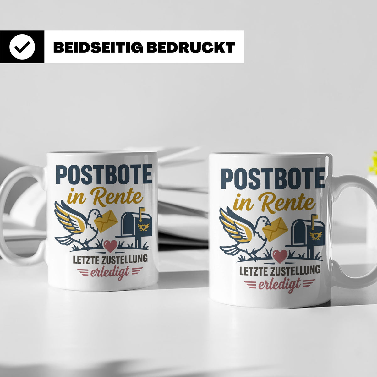 Postbote Rente Tasse Geschenk für Postzusteller Abschied Ruh – Weiß [farbe:weiß]