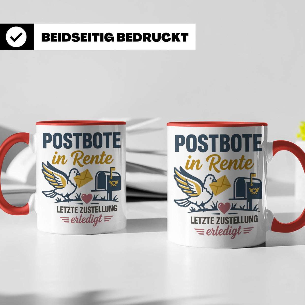 Postbote Rente Tasse Geschenk für Postzusteller Abschied Ruh – Rot [farbe:rot]