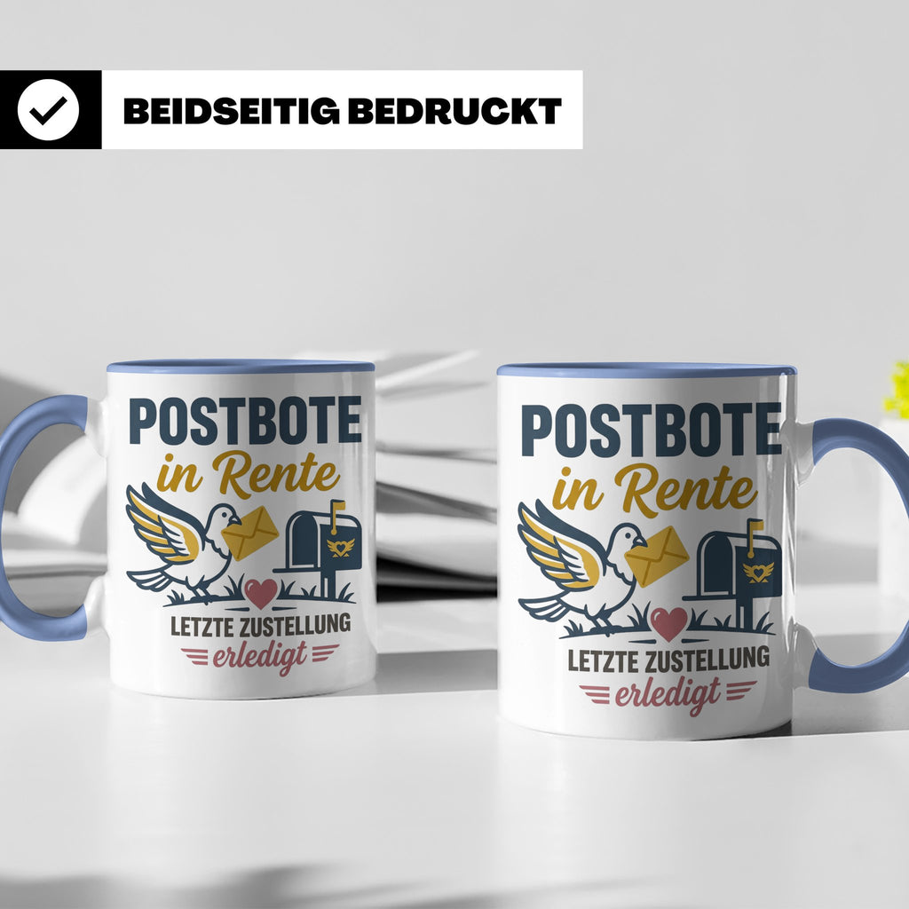 Postbote Rente Tasse Geschenk für Postzusteller Abschied Ruh – Blau [farbe:blau]