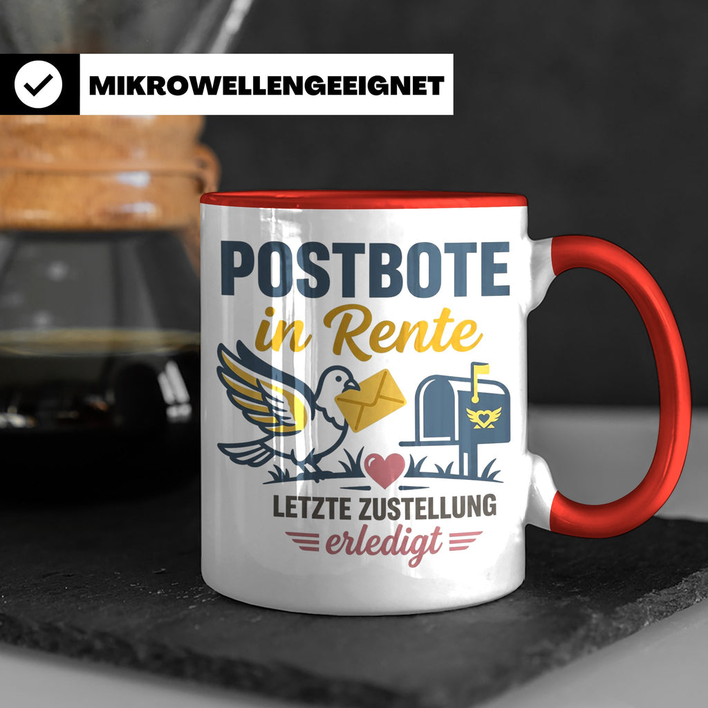 Postbote Rente Tasse Geschenk für Postzusteller Abschied Ruh – Rot [farbe:rot]