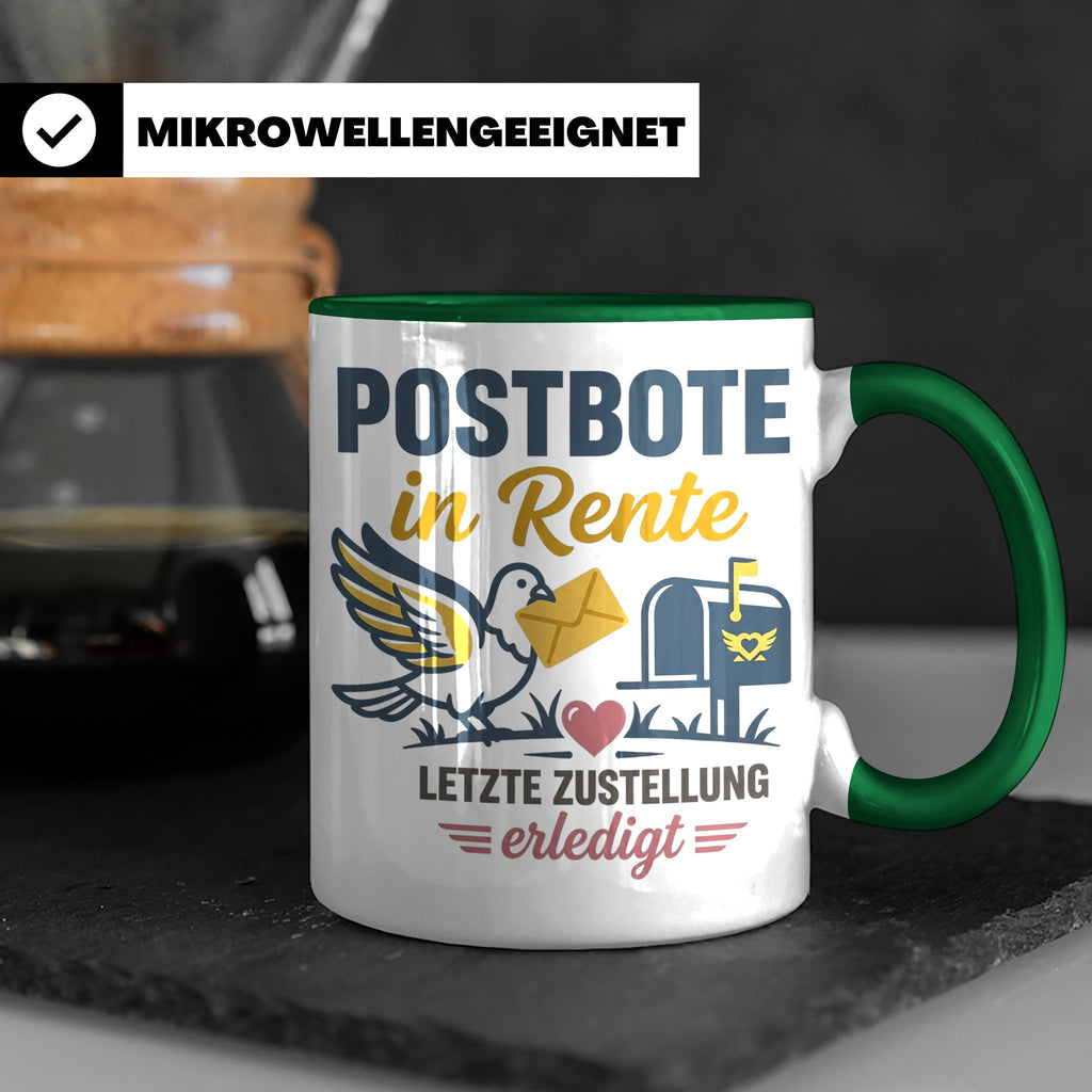 Postbote Rente Tasse Geschenk für Postzusteller Abschied Ruh – Grün [farbe:grün]