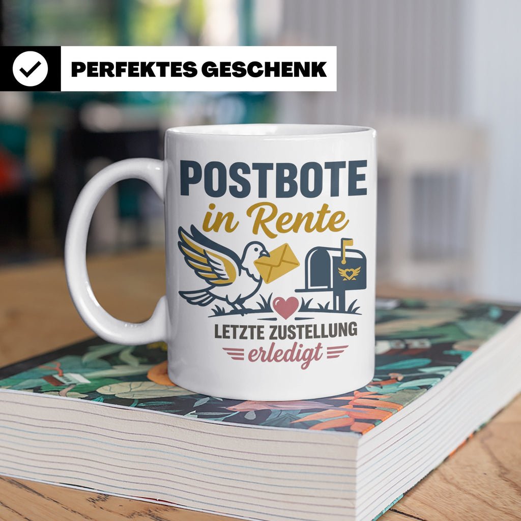 Postbote Rente Tasse Geschenk für Postzusteller Abschied Ruh – Weiß [farbe:weiß]