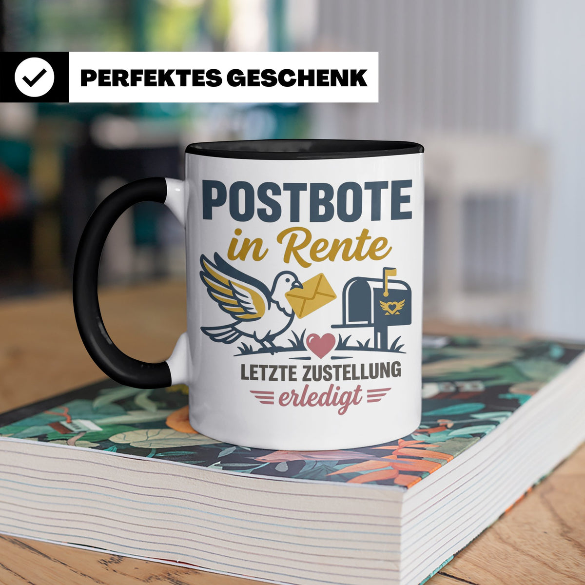 Postbote Rente Tasse Geschenk für Postzusteller Abschied Ruh – Schwarz [farbe:schwarz]
