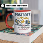 Postbote Rente Tasse Geschenk für Postzusteller Abschied Ruh – Rot [farbe:rot]