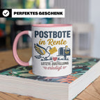 Postbote Rente Tasse Geschenk für Postzusteller Abschied Ruh – Rosa [farbe:rosa]