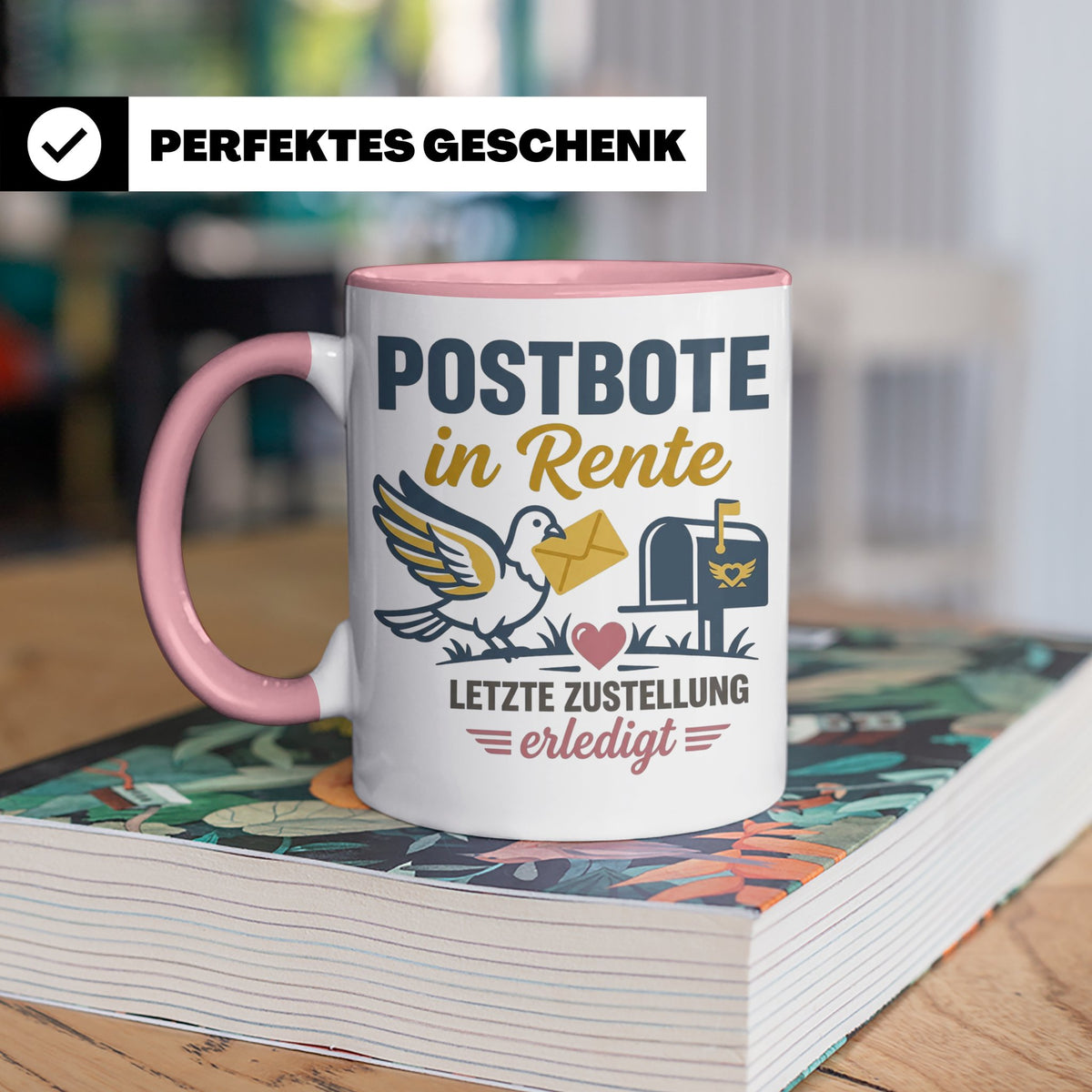 Postbote Rente Tasse Geschenk für Postzusteller Abschied Ruh – Rosa [farbe:rosa]