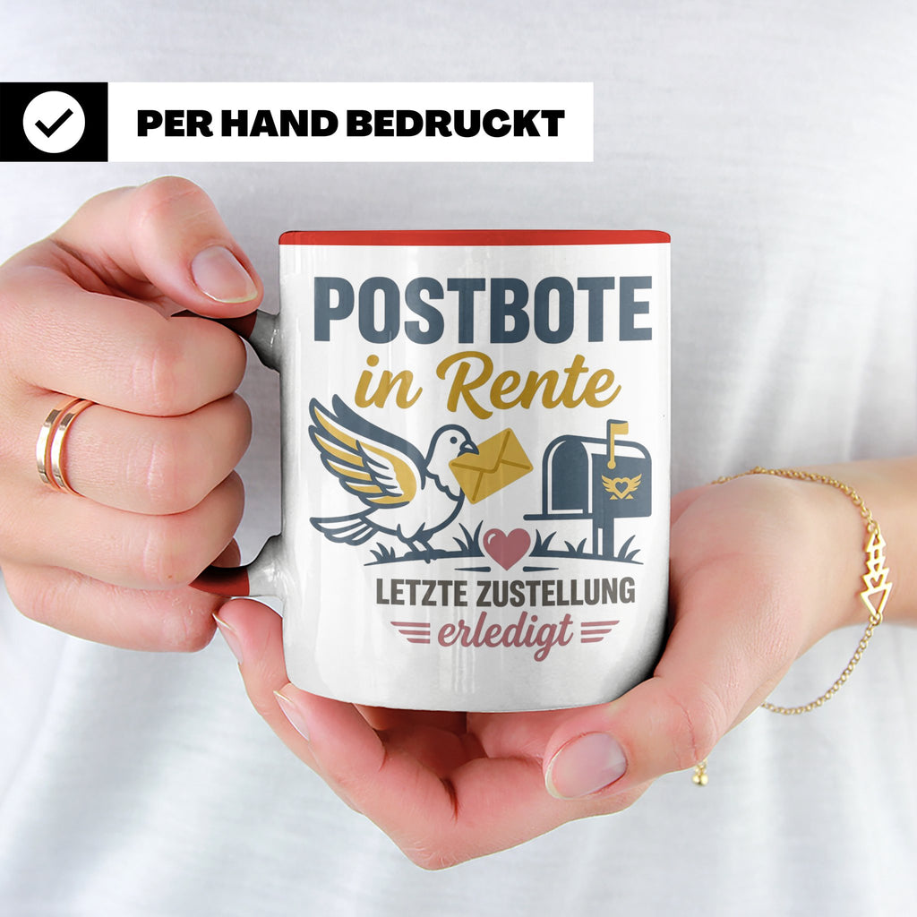 Postbote Rente Tasse Geschenk für Postzusteller Abschied Ruh – Rot [farbe:rot]