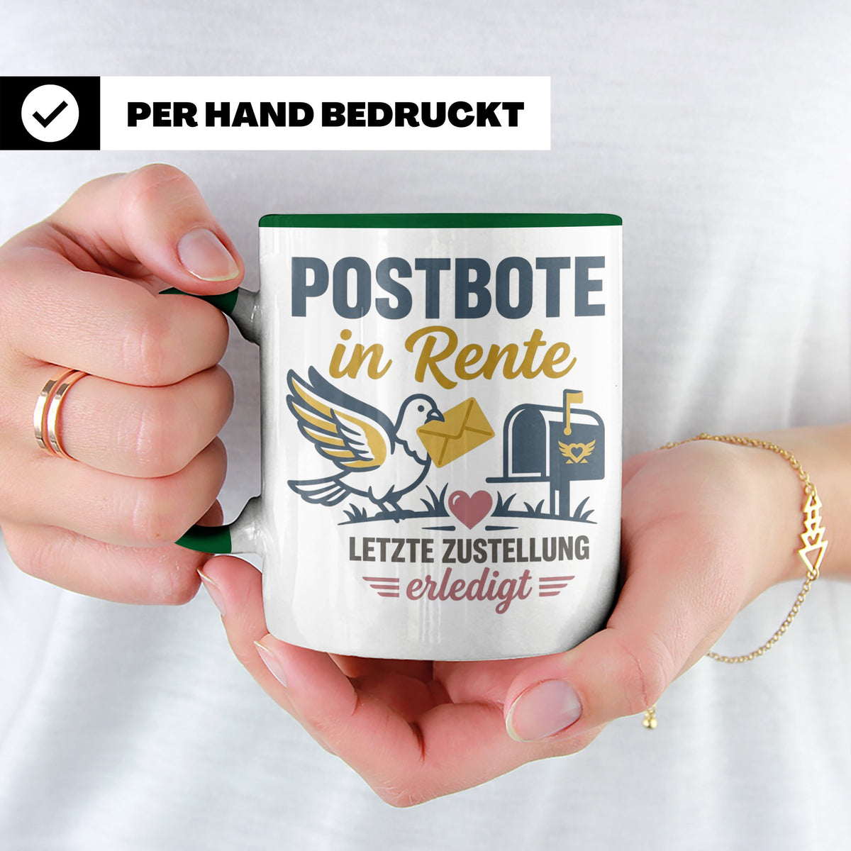 Postbote Rente Tasse Geschenk für Postzusteller Abschied Ruh – Grün [farbe:grün]