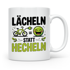 E-Bike Tasse: Lächeln statt Hecheln! Fahrradfahrer Geschenki – Weiß [farbe:weiß]