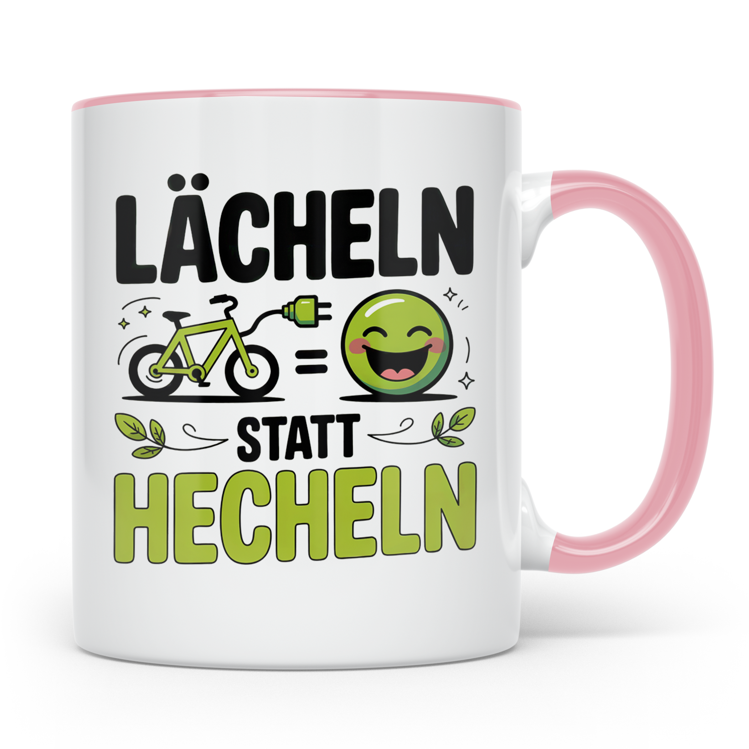 E-Bike Tasse: Lächeln statt Hecheln! Fahrradfahrer Geschenki – Rosa [farbe:rosa]