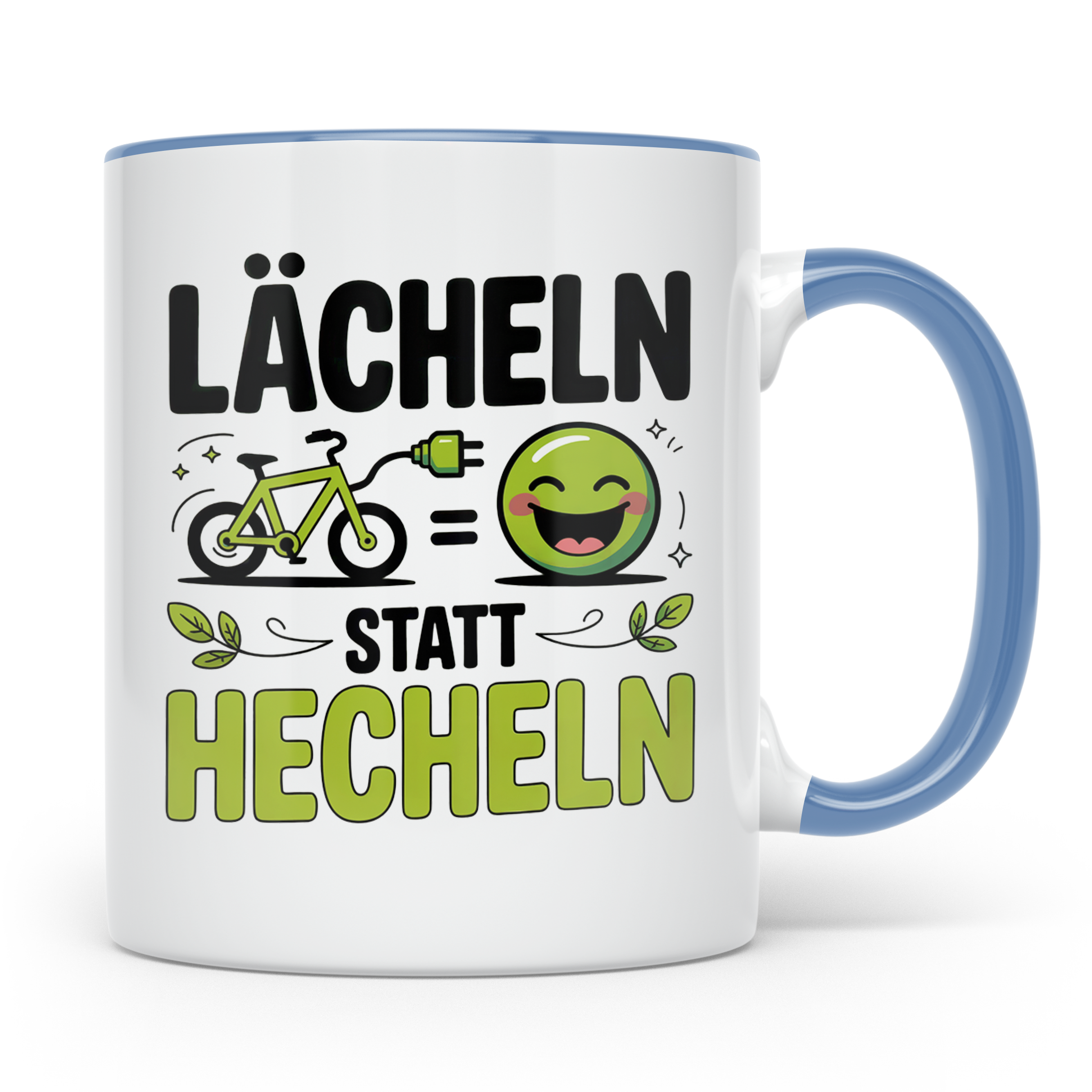 E-Bike Tasse: Lächeln statt Hecheln! Fahrradfahrer Geschenki – Blau [farbe:blau]