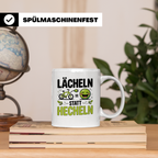 E-Bike Tasse: Lächeln statt Hecheln! Fahrradfahrer Geschenki – Weiß [farbe:weiß]