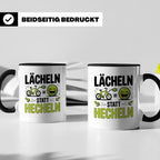 E-Bike Tasse: Lächeln statt Hecheln! Fahrradfahrer Geschenki – Schwarz [farbe:schwarz]