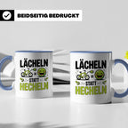 E-Bike Tasse: Lächeln statt Hecheln! Fahrradfahrer Geschenki – Blau [farbe:blau]