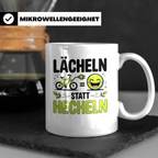 E-Bike Tasse: Lächeln statt Hecheln! Fahrradfahrer Geschenki – Weiß [farbe:weiß]
