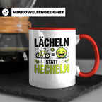 E-Bike Tasse: Lächeln statt Hecheln! Fahrradfahrer Geschenki – Rot [farbe:rot]