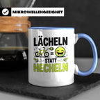 E-Bike Tasse: Lächeln statt Hecheln! Fahrradfahrer Geschenki – Blau [farbe:blau]