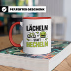 E-Bike Tasse: Lächeln statt Hecheln! Fahrradfahrer Geschenki – Rot [farbe:rot]