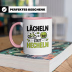 E-Bike Tasse: Lächeln statt Hecheln! Fahrradfahrer Geschenki – Rosa [farbe:rosa]