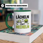 E-Bike Tasse: Lächeln statt Hecheln! Fahrradfahrer Geschenki – Grün [farbe:grün]